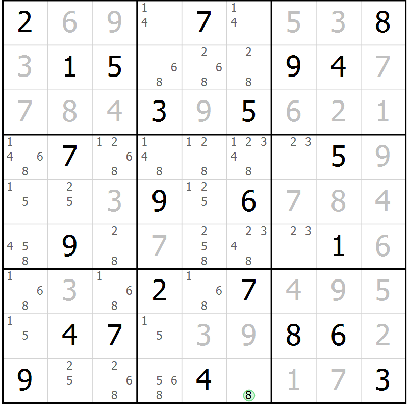 Position des candidats pour la solution de la Gr 32 page 35 du magazine de sudoku Virtuose n° 108