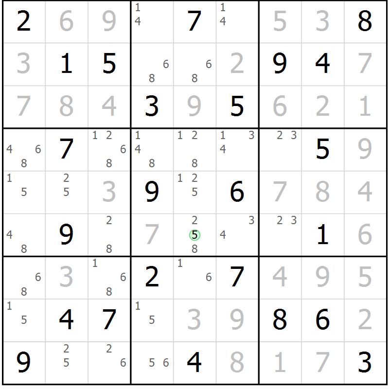 Position des candidats pour la solution de la Gr 32 page 35 du magazine de sudoku Virtuose n° 108