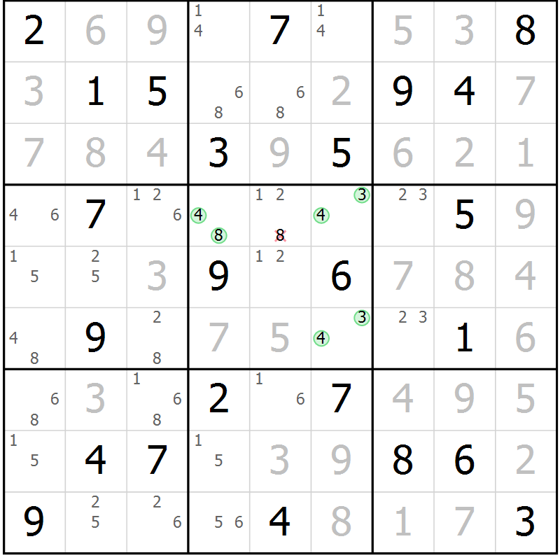 Position des candidats pour la solution de la Gr 32 page 35 du magazine de sudoku Virtuose n° 108
