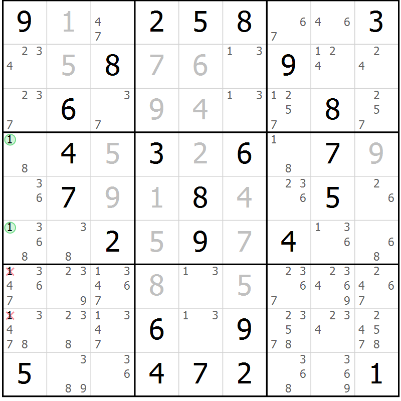 Position des candidats pour la solution de la Gr 34 page 37 du magazine de sudoku Virtuose n° 108