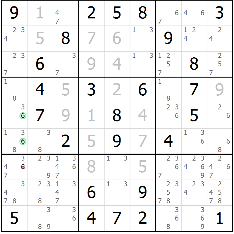 Position des candidats pour la solution de la Gr 34 page 37 du magazine de sudoku Virtuose n° 108