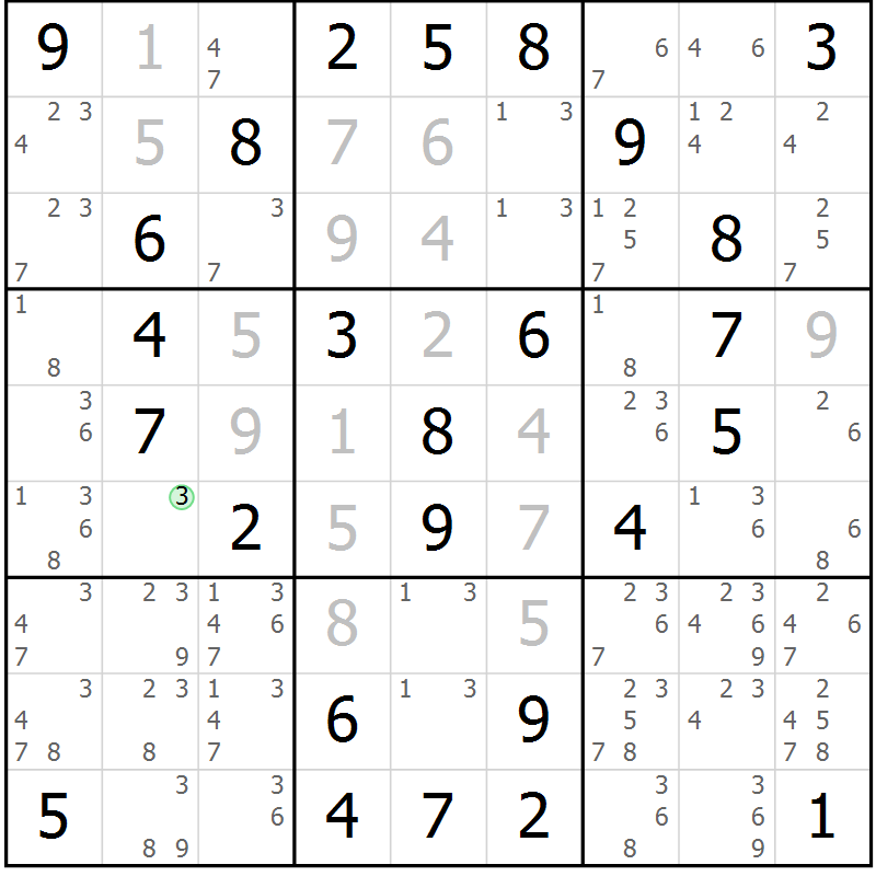 Position des candidats pour la solution de la Gr 34 page 37 du magazine de sudoku Virtuose n° 108