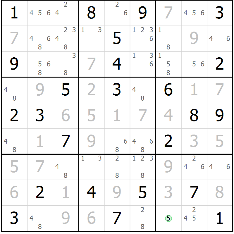 Position des candidats pour la solution de la Gr 35 page 38 du magazine de sudoku Virtuose n° 108