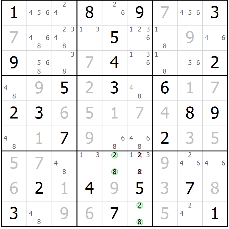 Position des candidats pour la solution de la Gr 35 page 38 du magazine de sudoku Virtuose n° 108