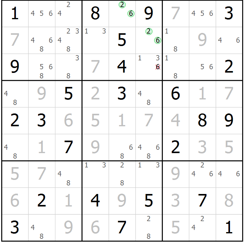 Position des candidats pour la solution de la Gr 35 page 38 du magazine de sudoku Virtuose n° 108