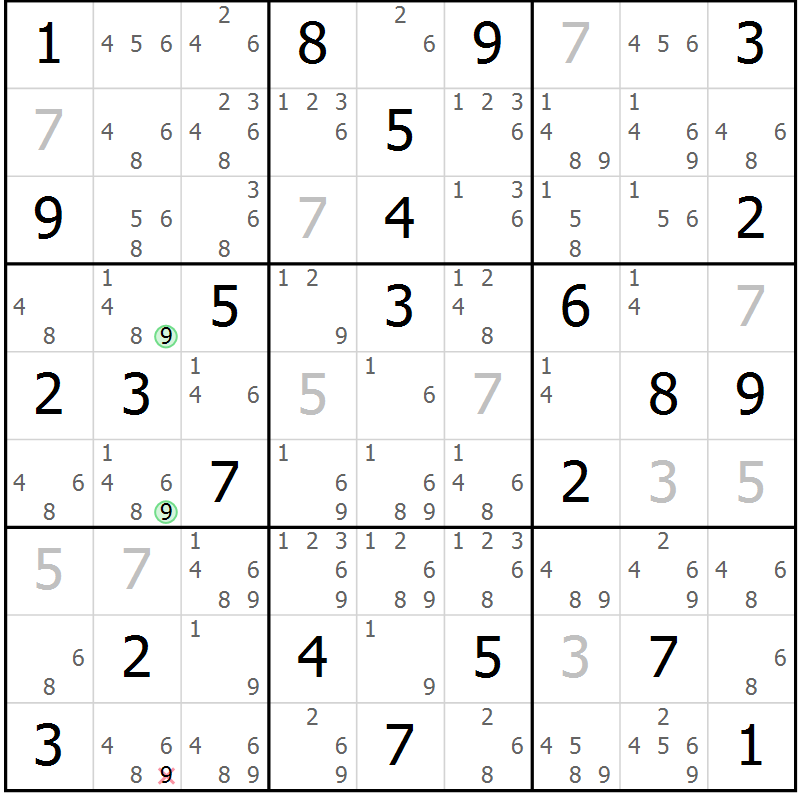 Position des candidats pour la solution de la Gr 35 page 38 du magazine de sudoku Virtuose n° 108