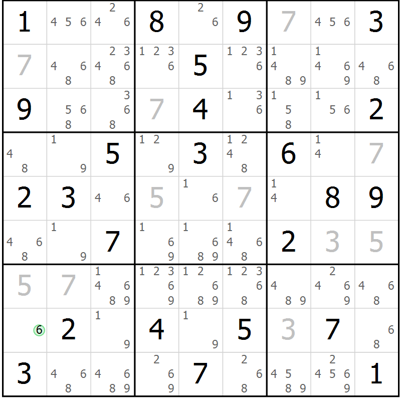 Position des candidats pour la solution de la Gr 35 page 38 du magazine de sudoku Virtuose n° 108