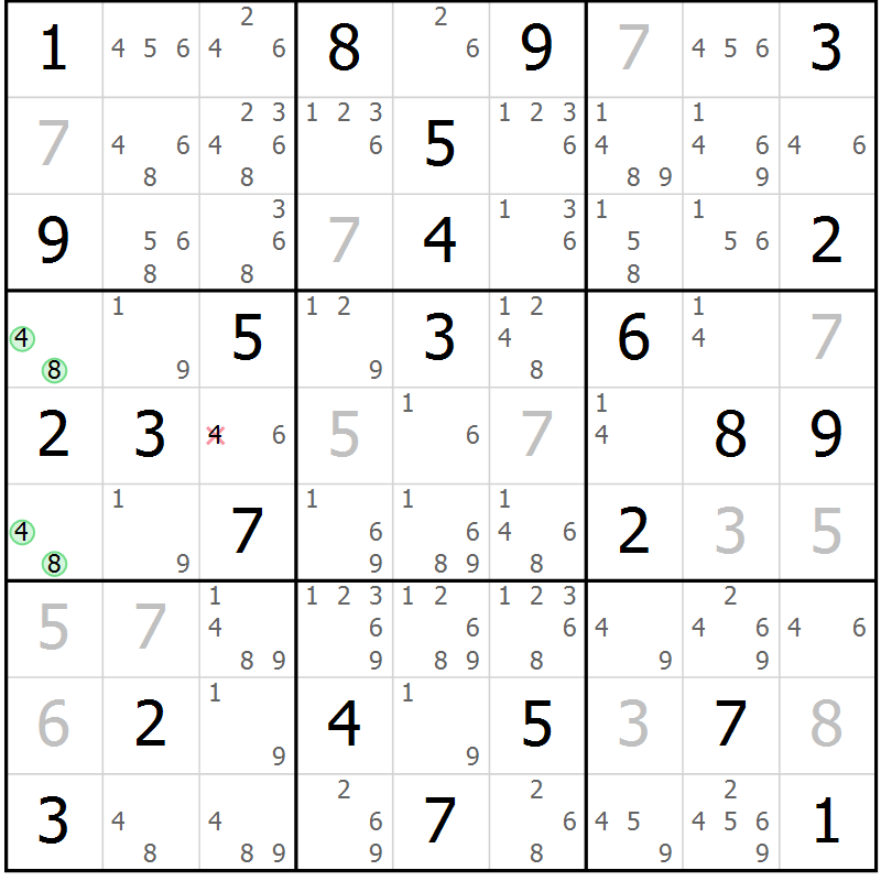 Position des candidats pour la solution de la Gr 35 page 38 du magazine de sudoku Virtuose n° 108