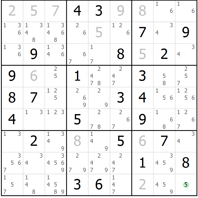 Position des candidats pour la solution de la Gr 37 page 40 du magazine de sudoku Virtuose n° 108