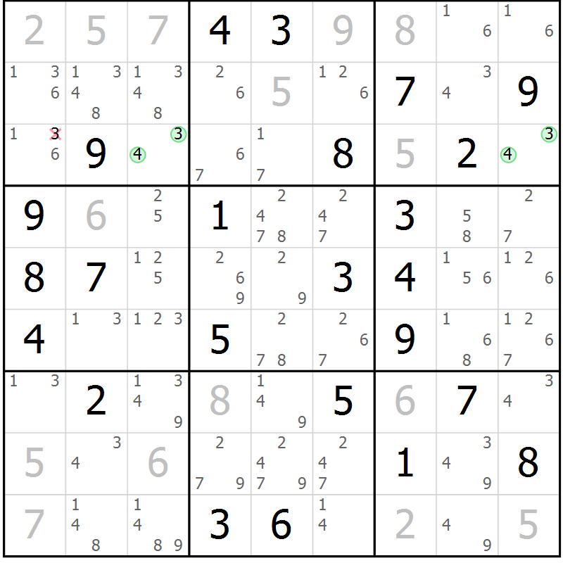 Position des candidats pour la solution de la Gr 37 page 40 du magazine de sudoku Virtuose n° 108
