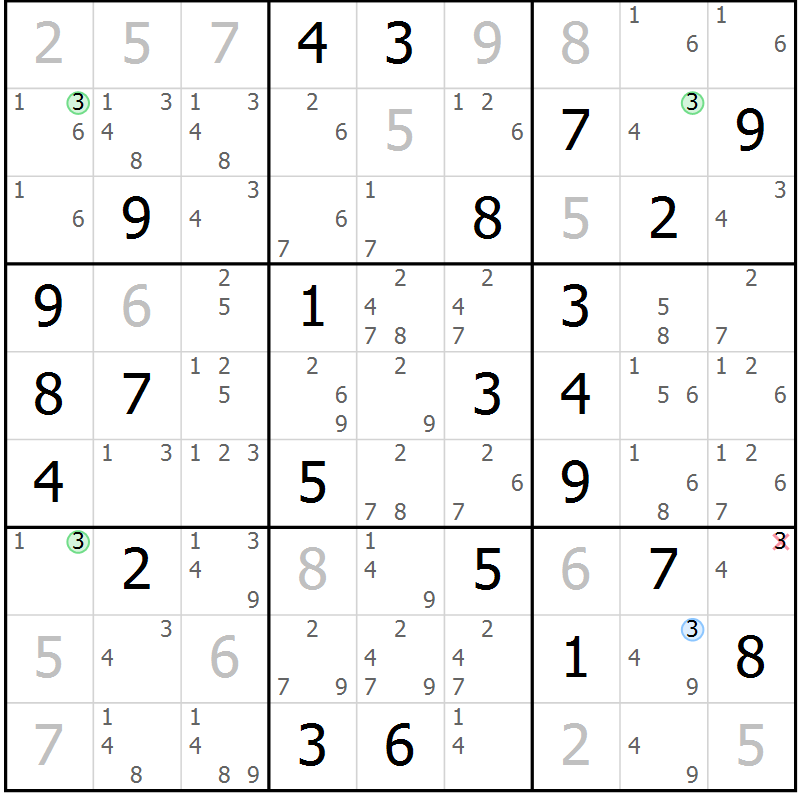 Position des candidats pour la solution de la Gr 37 page 40 du magazine de sudoku Virtuose n° 108
