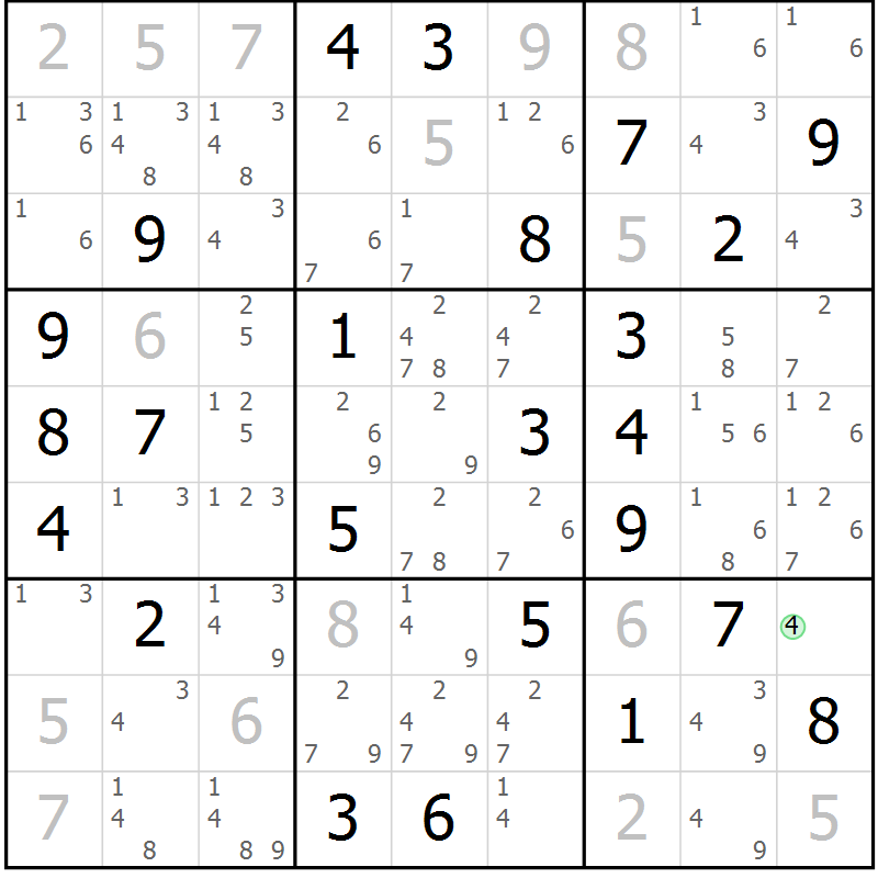 Position des candidats pour la solution de la Gr 37 page 40 du magazine de sudoku Virtuose n° 108
