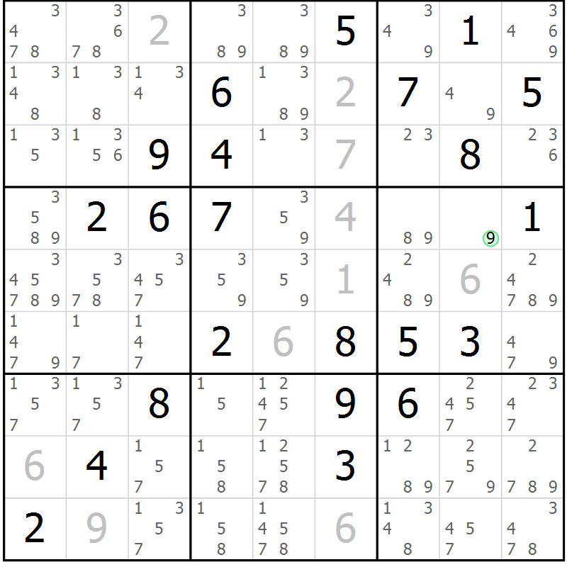 Position des candidats pour la solution de la Gr 38 page 41 du magazine de sudoku Virtuose n° 108
