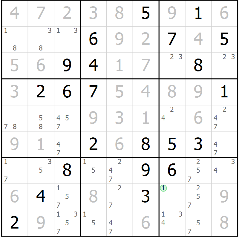 Position des candidats pour la solution de la Gr 38 page 41 du magazine de sudoku Virtuose n° 108