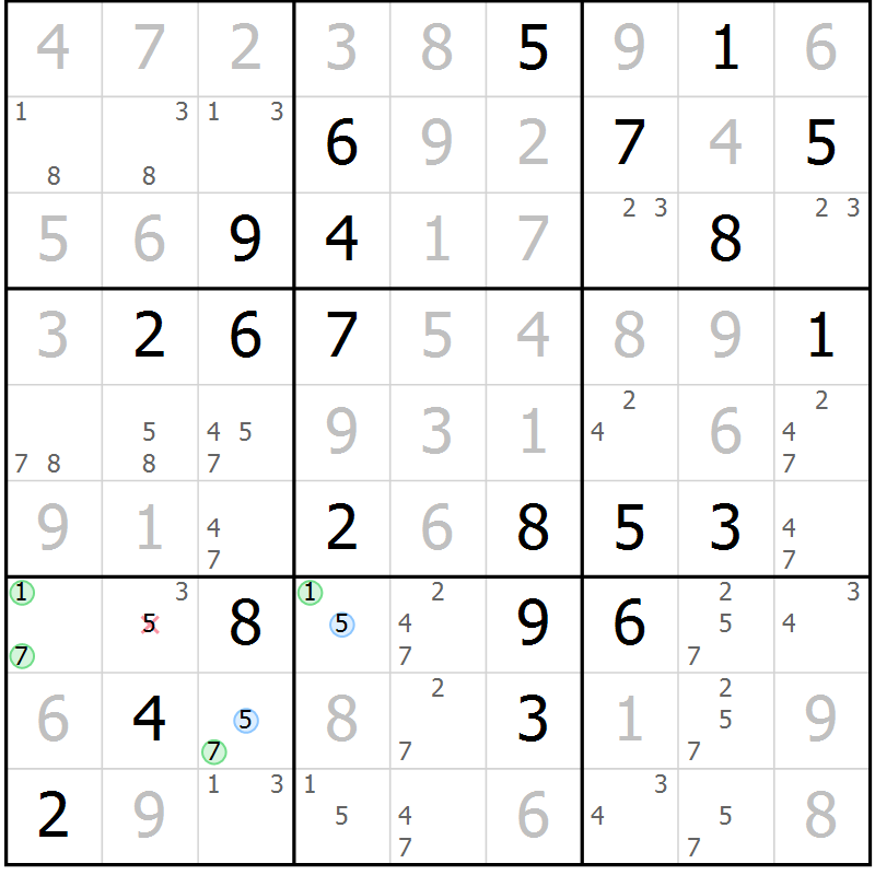 Position des candidats pour la solution de la Gr 38 page 41 du magazine de sudoku Virtuose n° 108