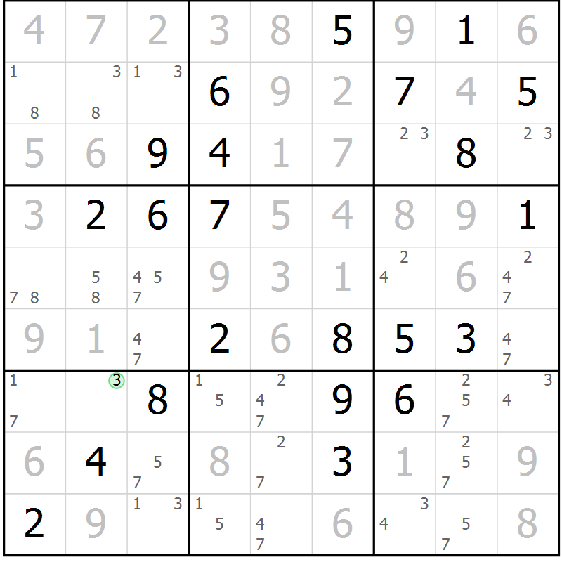 Position des candidats pour la solution de la Gr 38 page 41 du magazine de sudoku Virtuose n° 108
