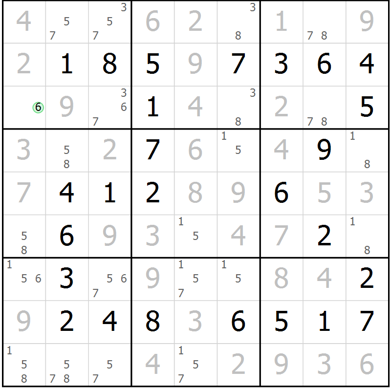 Position des candidats pour la solution de la Gr 39 page 42 du magazine de sudoku Virtuose n° 108
