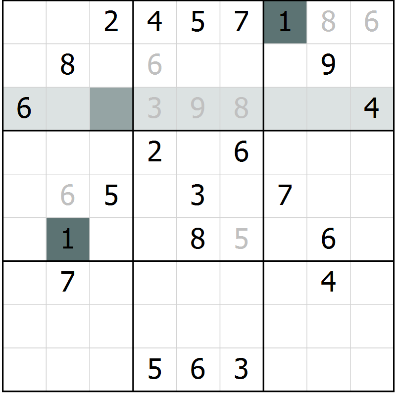 Position des candidats pour la solution de la Gr 4 page 7 du magazine de sudoku Virtuose n° 108