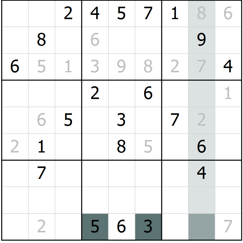 Position des candidats pour la solution de la Gr 4 page 7 du magazine de sudoku Virtuose n° 108