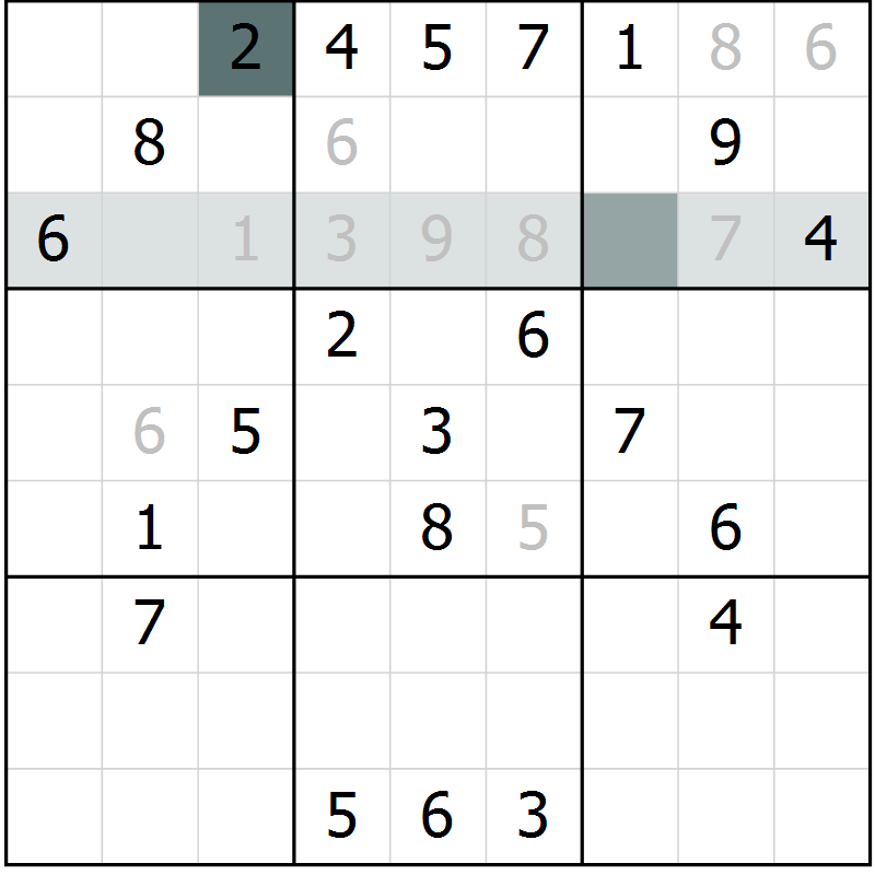 Position des candidats pour la solution de la Gr 4 page 7 du magazine de sudoku Virtuose n° 108