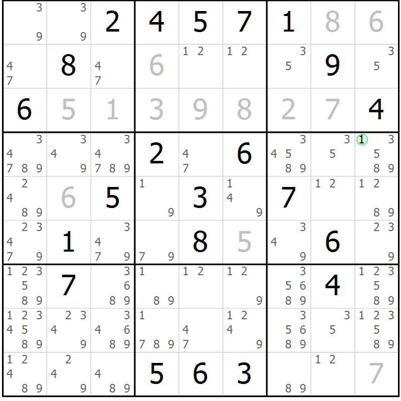 Position des candidats pour la solution de la Gr 4 page 7 du magazine de sudoku Virtuose n° 108