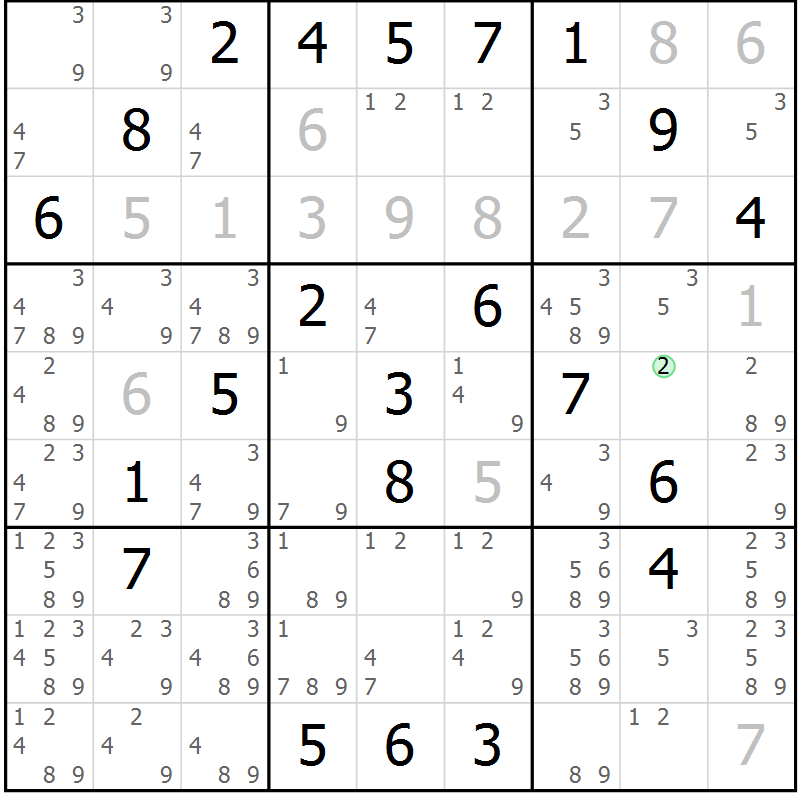 Position des candidats pour la solution de la Gr 4 page 7 du magazine de sudoku Virtuose n° 108
