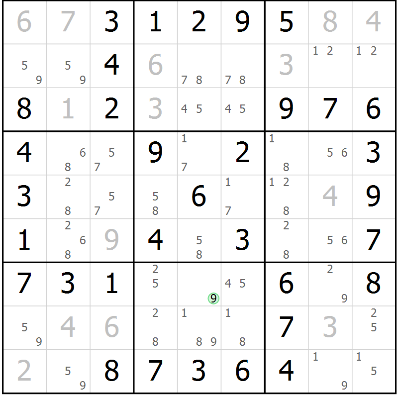 Position des candidats pour la solution de la Gr 40 page 43 du magazine de sudoku Virtuose n° 108