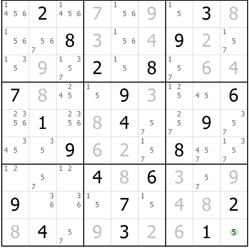 Position des candidats pour la solution de la Gr 43 page 46 du magazine de sudoku Virtuose n° 108