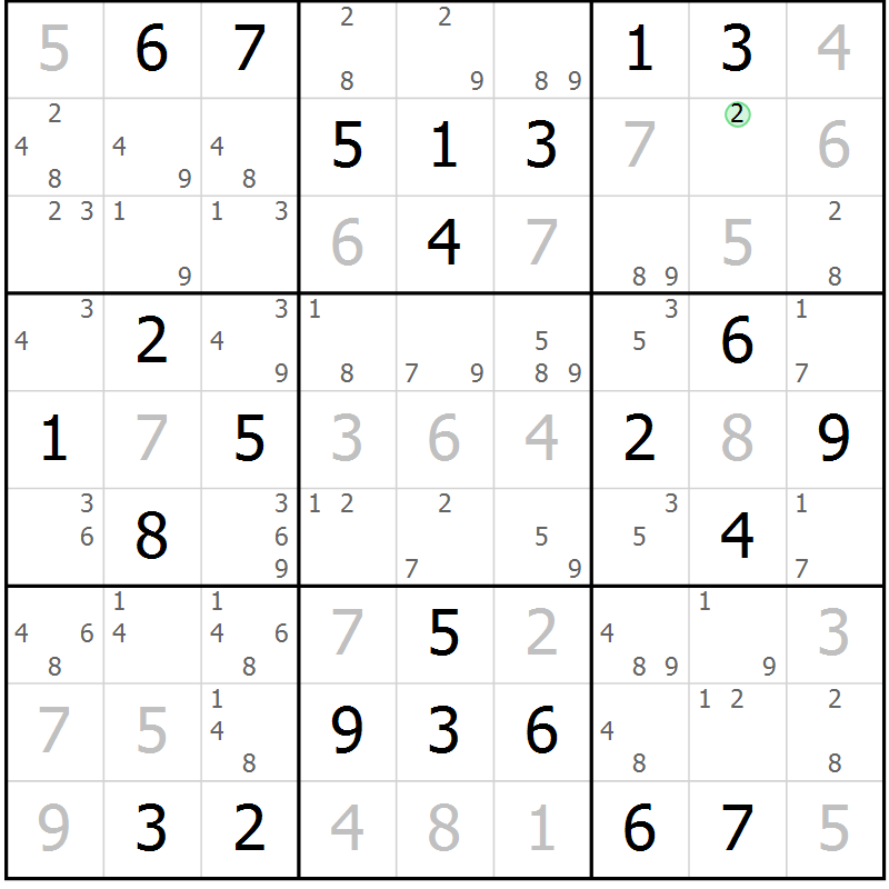 Position des candidats pour la solution de la Gr 44 page 47 du magazine de sudoku Virtuose n° 108