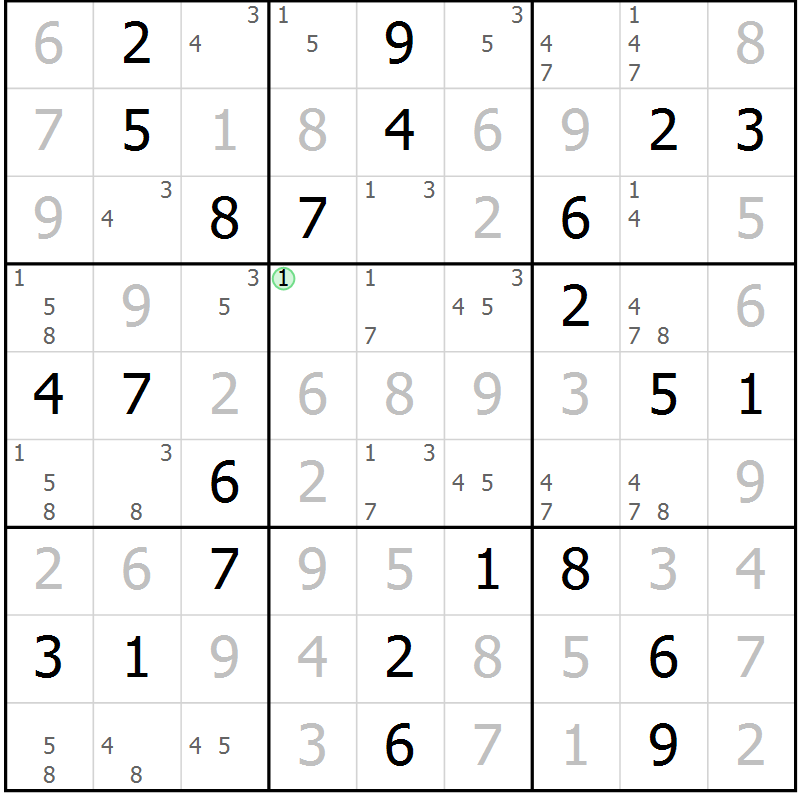Position des candidats pour la solution de la Gr 46 page 49 du magazine de sudoku Virtuose n° 108