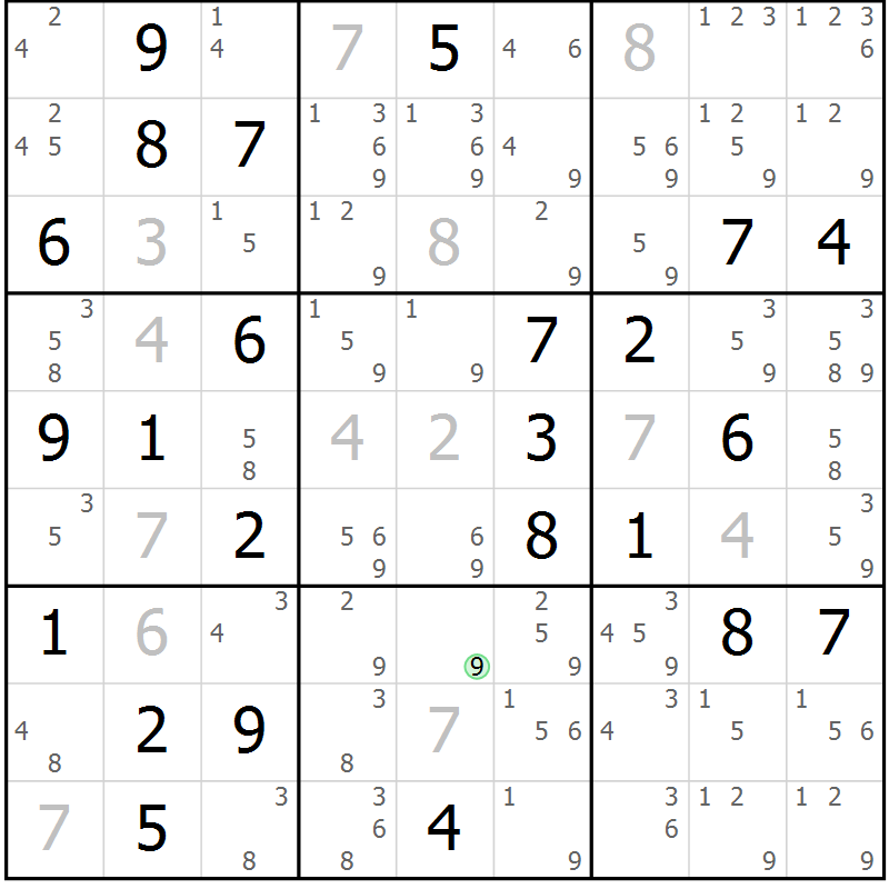 Position des candidats pour la solution de la Gr 47 page 50 du magazine de sudoku Virtuose n° 108