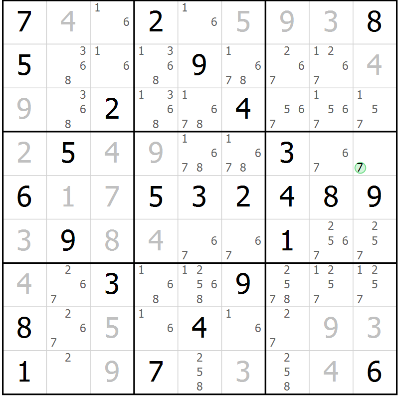 Position des candidats pour la solution de la Gr 48 page 51 du magazine de sudoku Virtuose n° 108