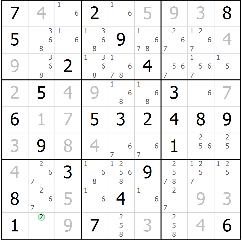 Position des candidats pour la solution de la Gr 48 page 51 du magazine de sudoku Virtuose n° 108