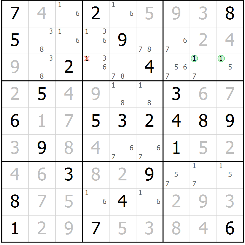 Position des candidats pour la solution de la Gr 48 page 51 du magazine de sudoku Virtuose n° 108