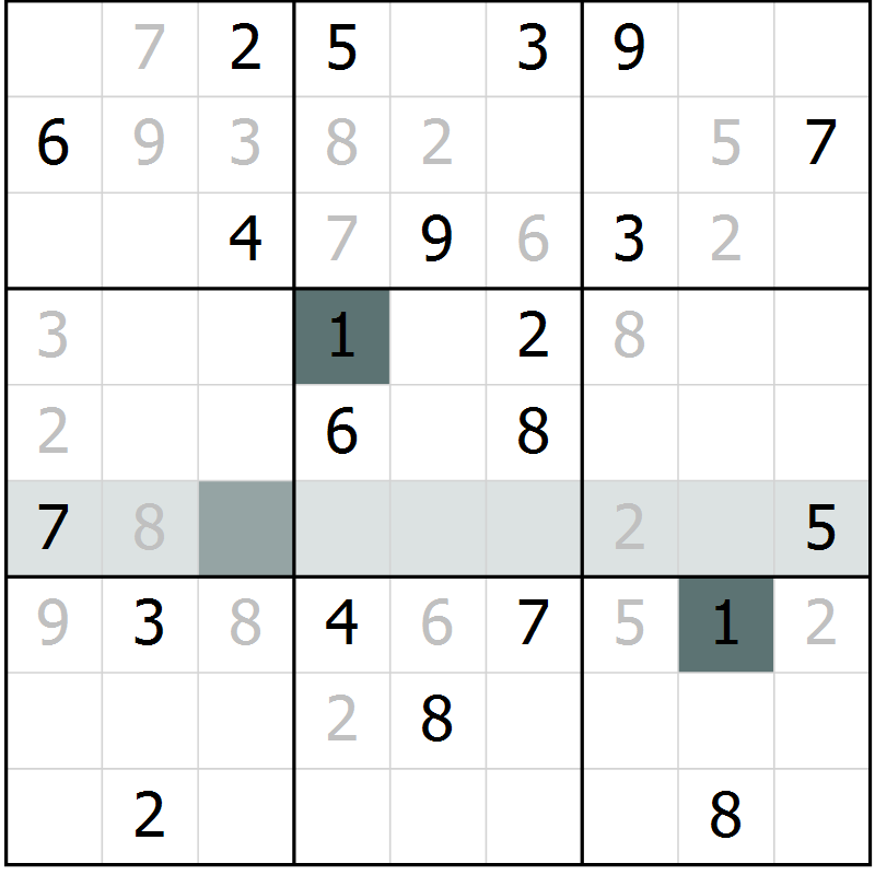 Position des candidats pour la solution de la Gr 5 page 8 du magazine de sudoku Virtuose n° 108