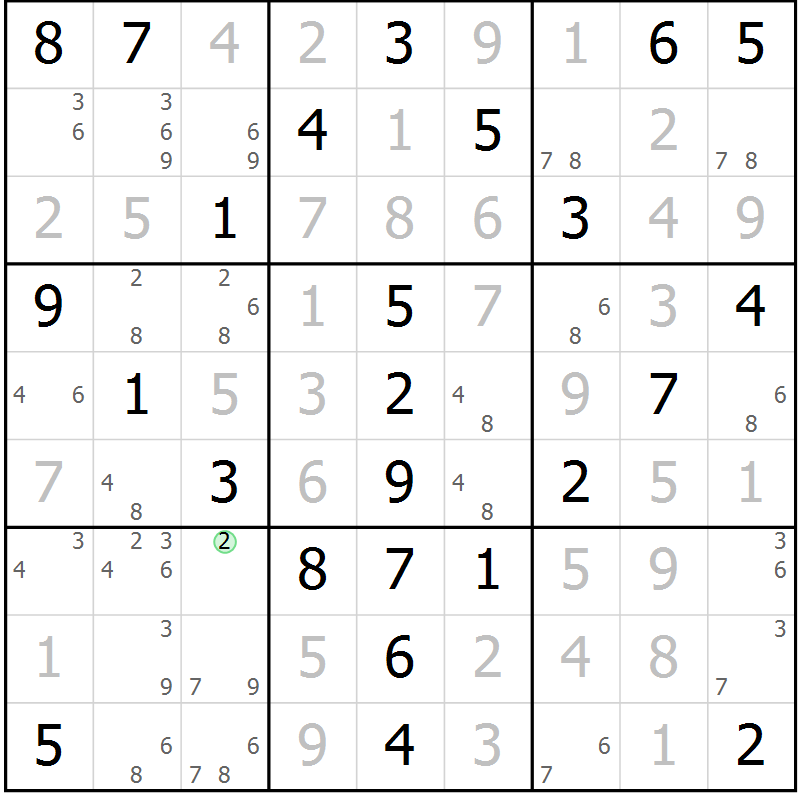 Position des candidats pour la solution de la Gr 50 page 53 du magazine de sudoku Virtuose n° 108