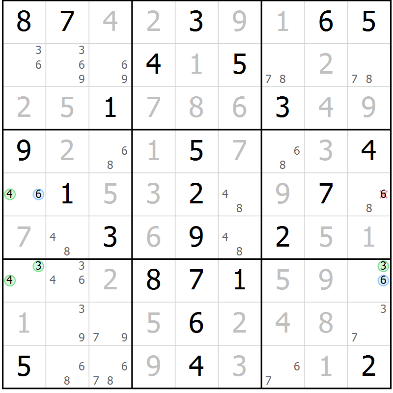 Position des candidats pour la solution de la Gr 50 page 53 du magazine de sudoku Virtuose n° 108
