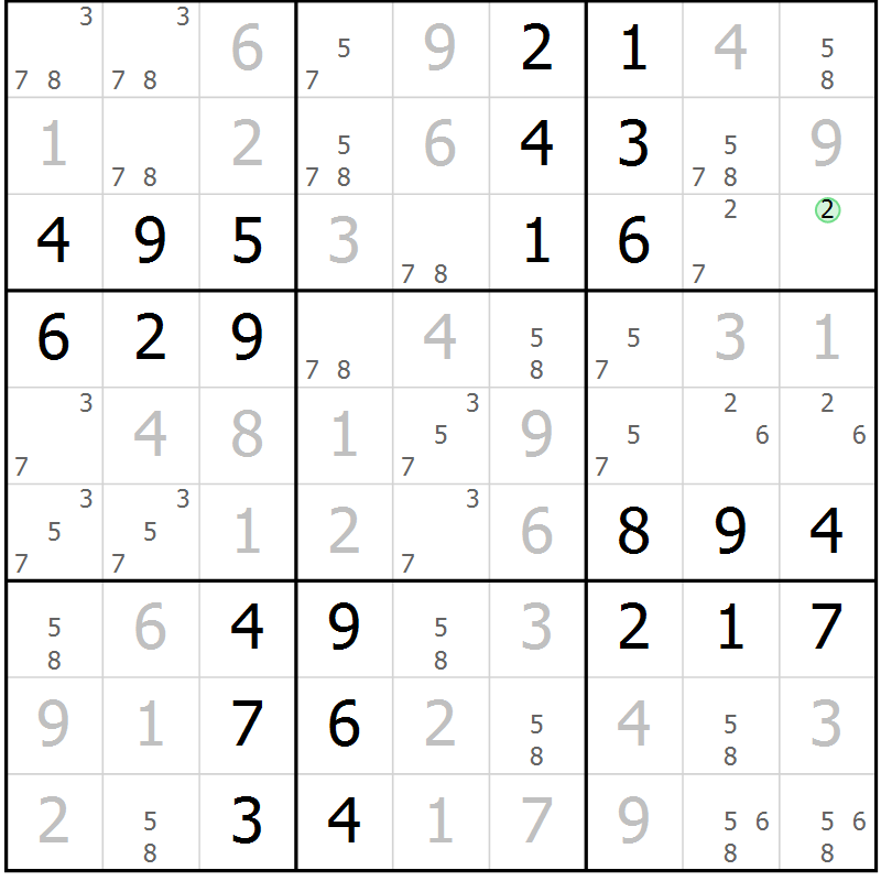 Position des candidats pour la solution de la Gr 51 page 54 du magazine de sudoku Virtuose n° 108