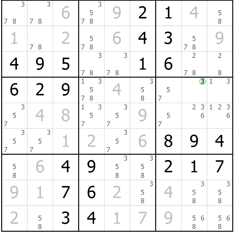Position des candidats pour la solution de la Gr 51 page 54 du magazine de sudoku Virtuose n° 108