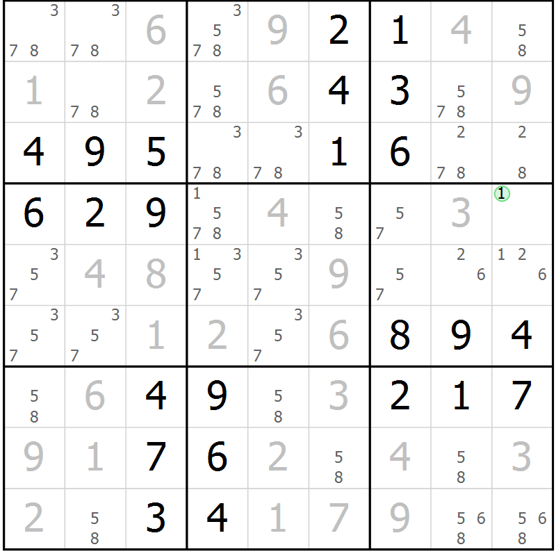 Position des candidats pour la solution de la Gr 51 page 54 du magazine de sudoku Virtuose n° 108