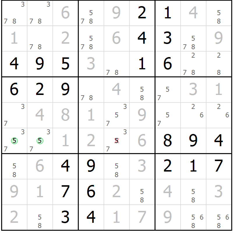 Position des candidats pour la solution de la Gr 51 page 54 du magazine de sudoku Virtuose n° 108