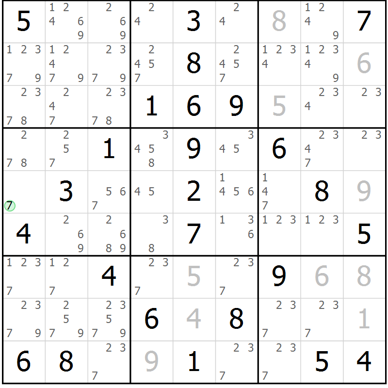 Position des candidats pour la solution de la Gr 53 page 56 du magazine de sudoku Virtuose n° 108