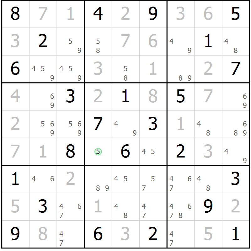 Position des candidats pour la solution de la Gr 55 page 58 du magazine de sudoku Virtuose n° 108