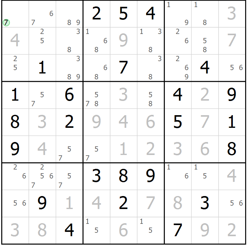 Position des candidats pour la solution de la Gr 56 page 59 du magazine de sudoku Virtuose n° 108