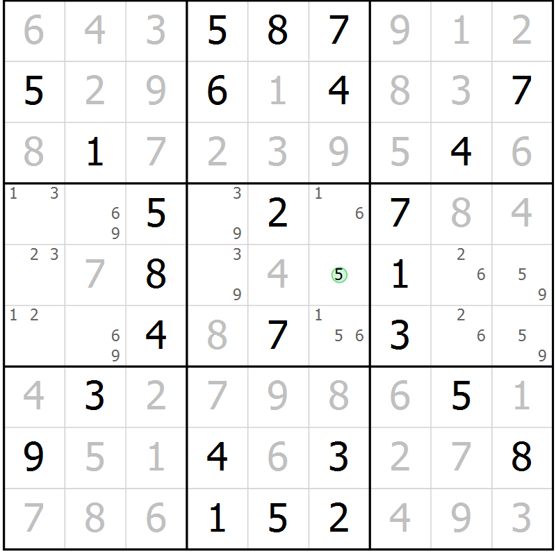 Position des candidats pour la solution de la Gr 57 page 60 du magazine de sudoku Virtuose n° 108