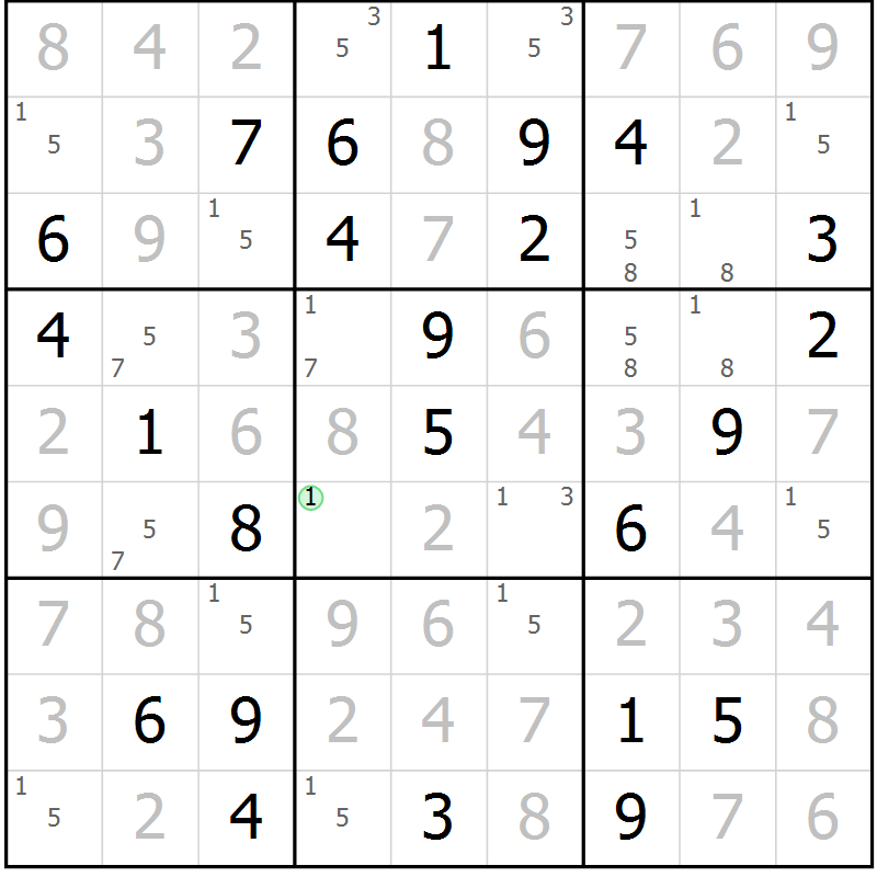 Position des candidats pour la solution de la Gr 58 page 61 du magazine de sudoku Virtuose n° 108