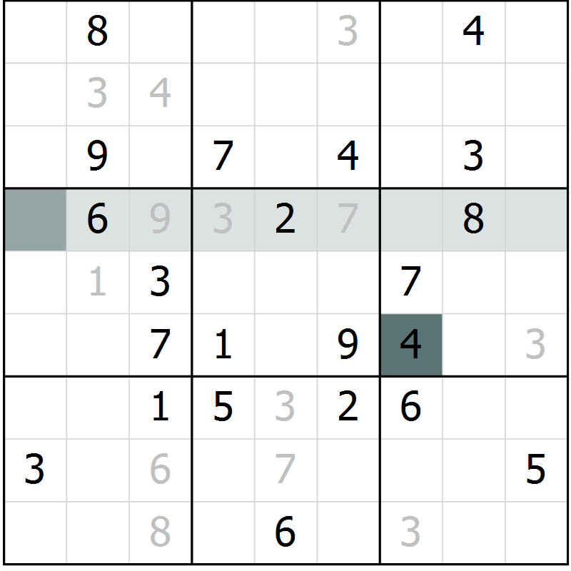 Position des candidats pour la solution de la Gr 6 page 9 du magazine de sudoku Virtuose n° 108