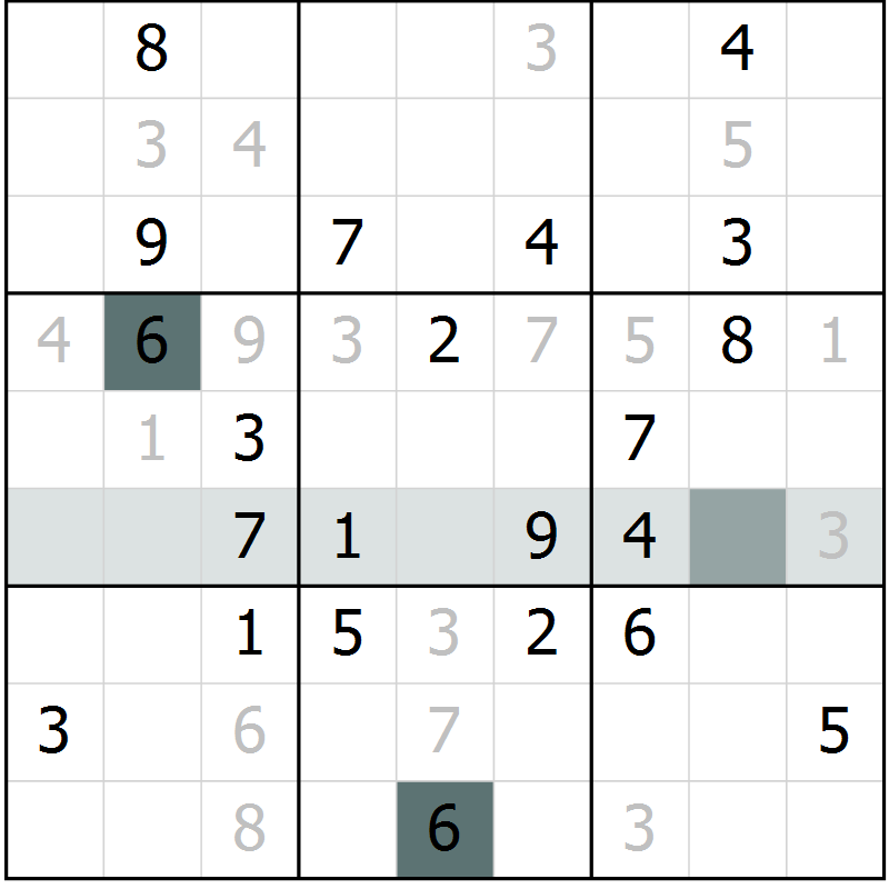 Position des candidats pour la solution de la Gr 6 page 9 du magazine de sudoku Virtuose n° 108