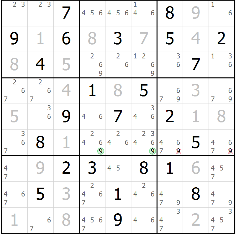 Position des candidats pour la solution de la Gr 60 page 63 du magazine de sudoku Virtuose n° 108