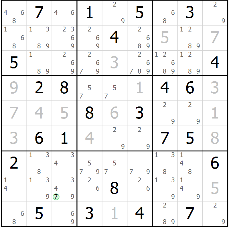 Position des candidats pour la solution de la Gr 62 page 65 du magazine de sudoku Virtuose n° 108
